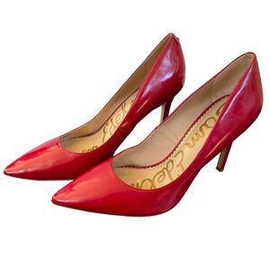 Sam Edelman Hazel Red Patent Leather Pointed Toe Stiletto Pumps Heels Coquette